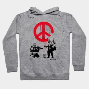 BANKSY Soldiers Painting Peace Sign Hoodie